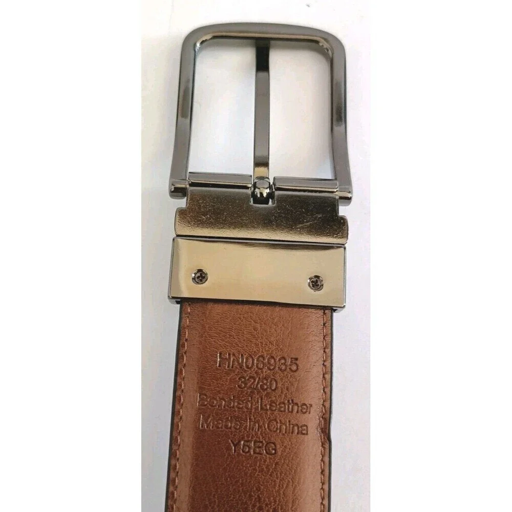 Penguin Mens Bonded Leather Reversible Belt Size 32 Black Brown